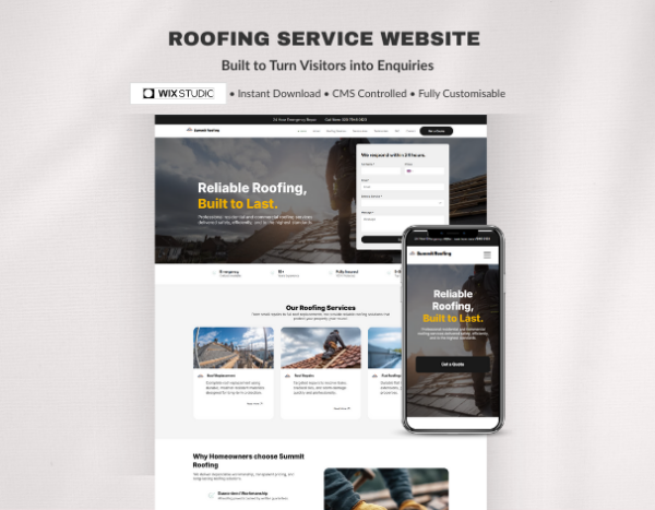 Roofing Website Template for Wix Studio